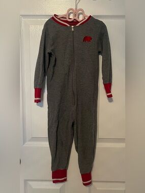 Hatley Holiday Bear One Piece Pajamas Size 3T Gray Red Buffalo Plaid Sleepwear